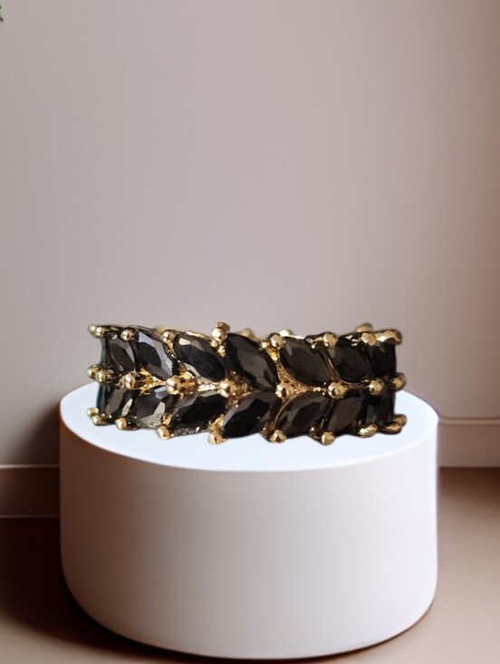 Fashion Jewelry Jewelry - Black Stone Double Band Eternity Ring